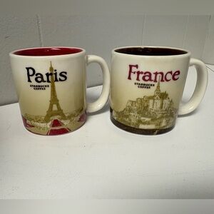 Starbucks Set Paris & France Coffee Espresso Mini Demitasse Mugs 3fl Ounces EUC